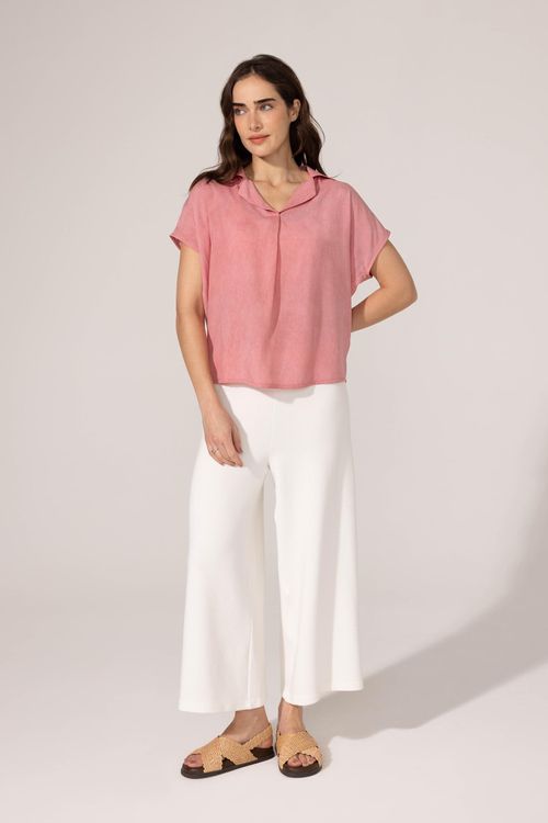 Calça Pantacourt Canelada Off White Vania