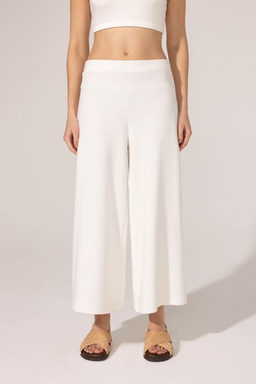 Calça Pantacourt Canelada Off White Vania