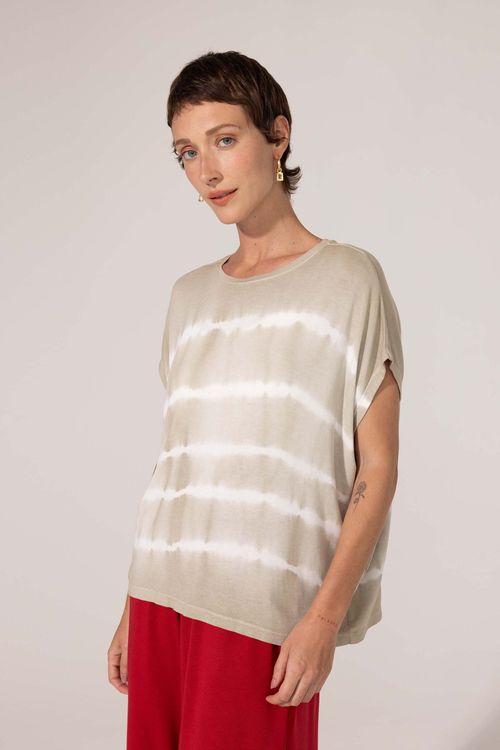 Blusa Tie Dye Listrada Cinza Judite