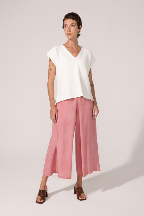 Calça Pantacourt Rosa Escuro Carine