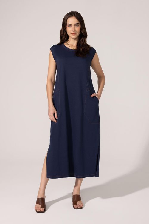 Vestido Regata Marinho Algodão Icária