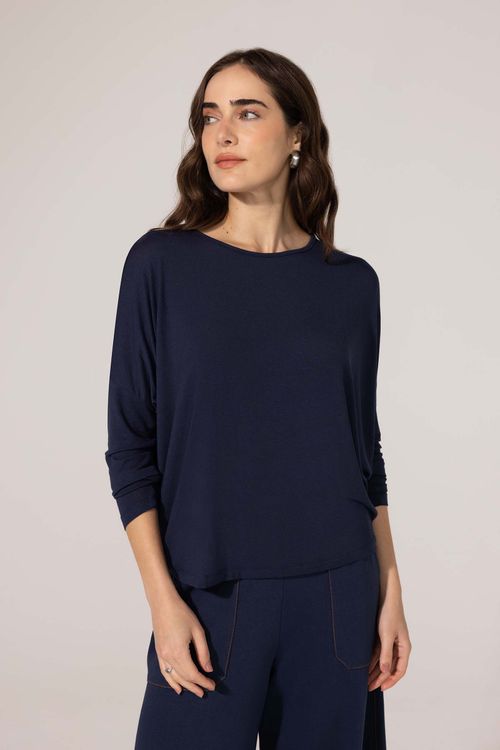 Blusa Decote U Marinho Scarlet