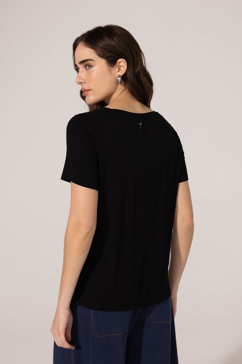 Blusa Decote V Preta Scarlet