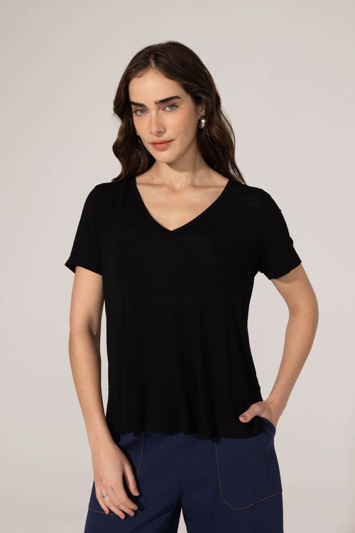 Blusa Decote V Preta Scarlet
