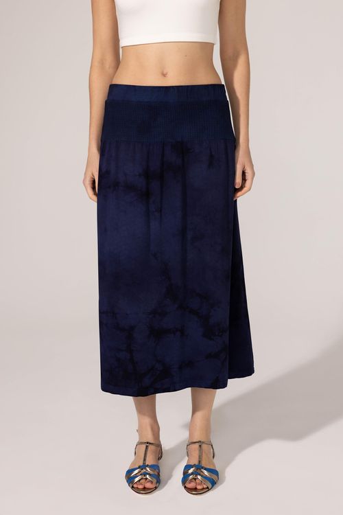 Saia Midi Evasê Dye Marinho Gabriela