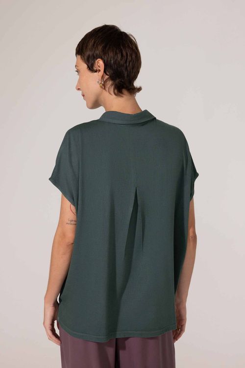 Camisa Verde Escuro Com Linho Lívia