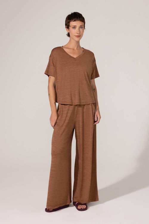 Calça Fitness Pantalona Marrom Claro Alba II