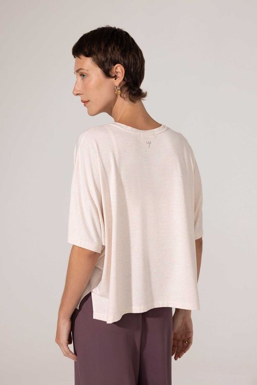 Blusa Decote V Listrada Rose Valeria