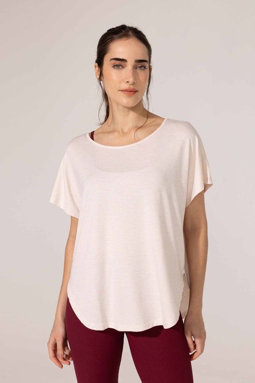 Blusa Longa Listrada Rose Valeria