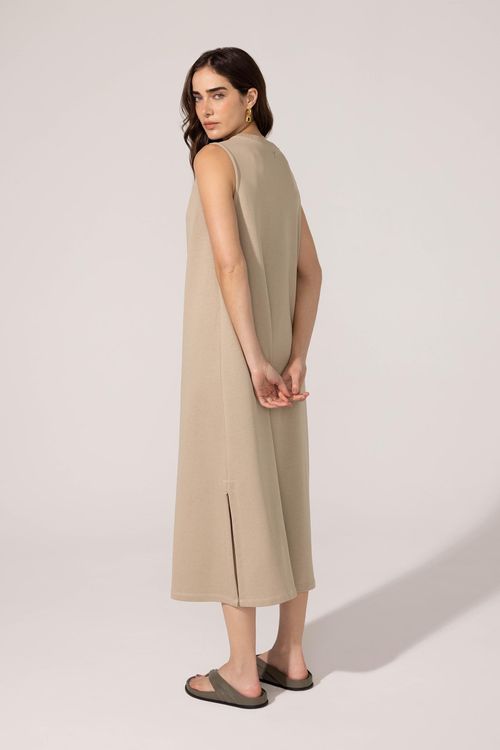 Vestido Regata Areia Algodão Felícia