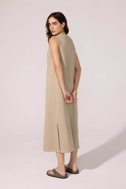 Vestido Regata Areia Algodão Felícia