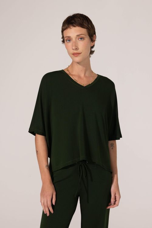 Blusa Cropped Verde Escuro Bambu Isis
