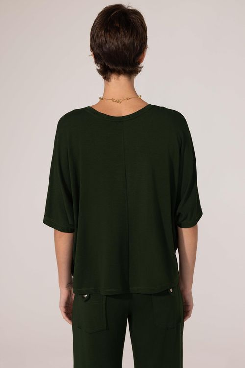 Blusa Cropped Verde Escuro Bambu Isis