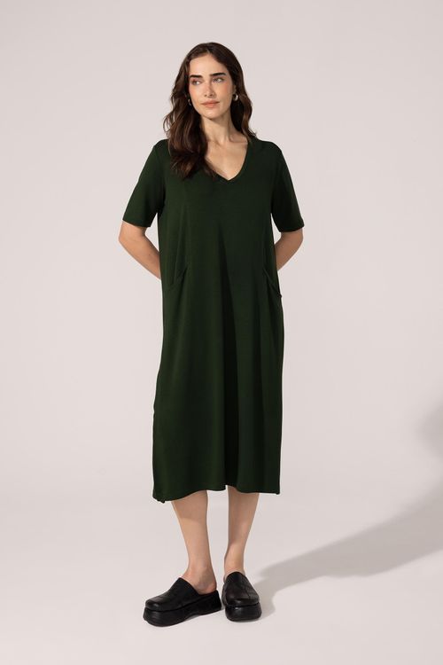 Vestido Midi Verde Escuro Bambu Isis II