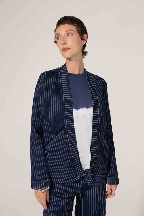 Casaco Denim Listrado Índigo Bel