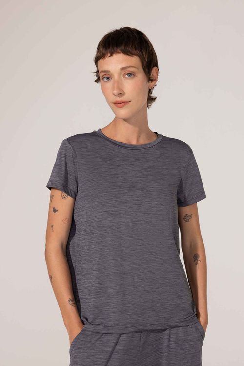Blusa Fitness Prega Costas Cinza Escuro Alba II