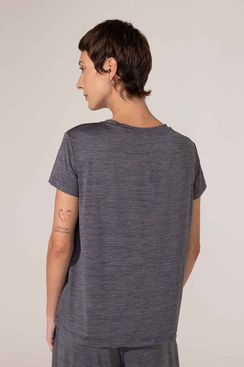 Blusa Fitness Prega Costas Cinza Escuro Alba II