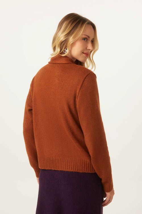 Sweater Lenço Ferrugem Tricot Brigite