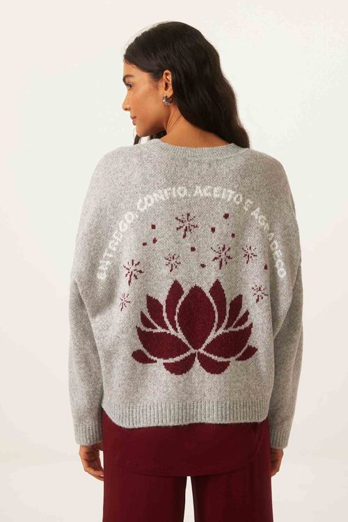 Casaco Mescla Claro Jacard Tricot Entrego