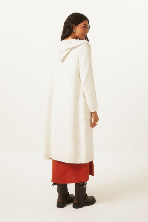 Casaco Com Capuz Off White Tricot Megeve