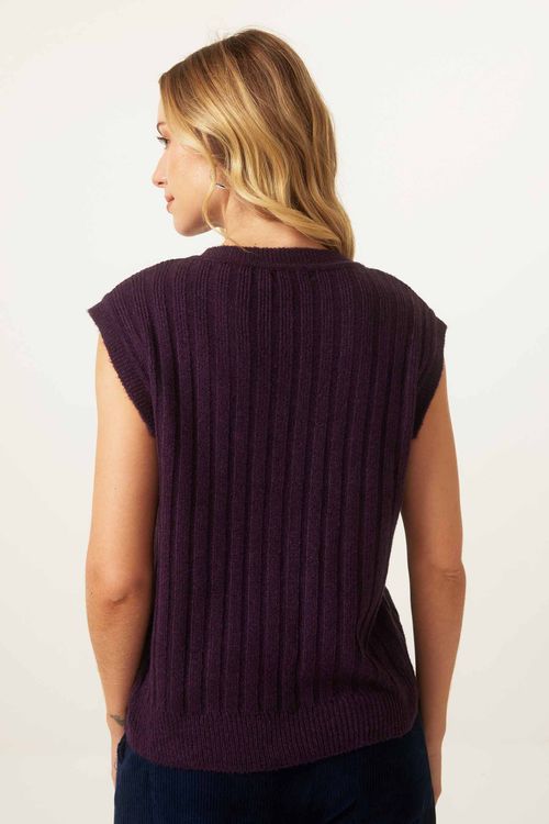 Colete Canelado Uva Tricot Mirta