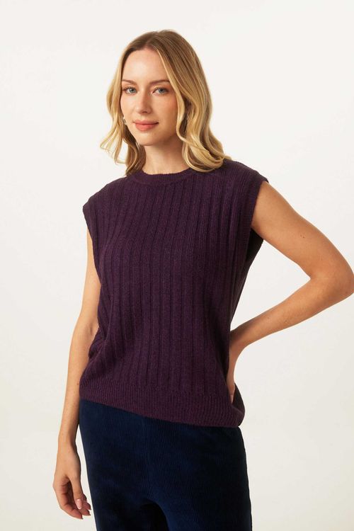 Colete Canelado Uva Tricot Mirta