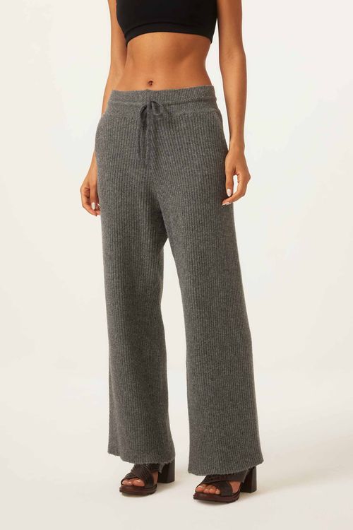 Calça Canelada Mescla Escuro Tricot Mirtes