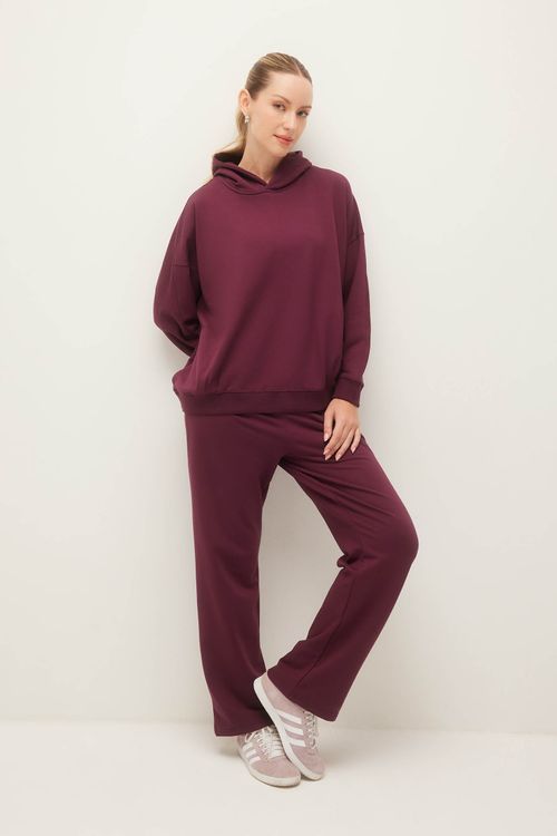 Calça Reta Felpada Uva Martha