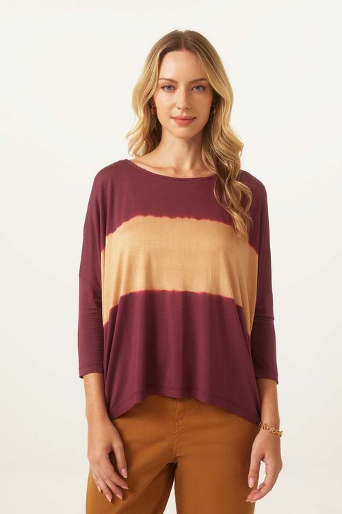 Blusa Tie Dye Vinho Modal Watery Stripe II