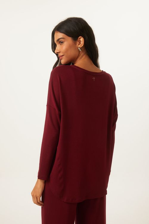 Blusa Manga Longa Vinho Bambu Ceci