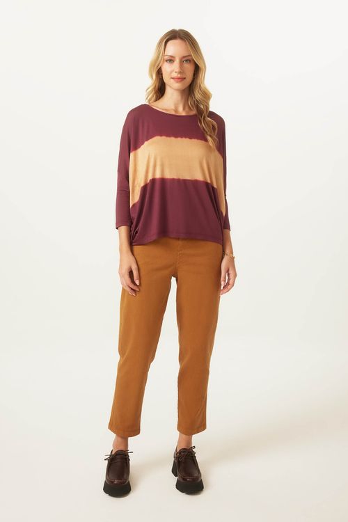 Calça Reta Estonada Caramelo Algodão Leda