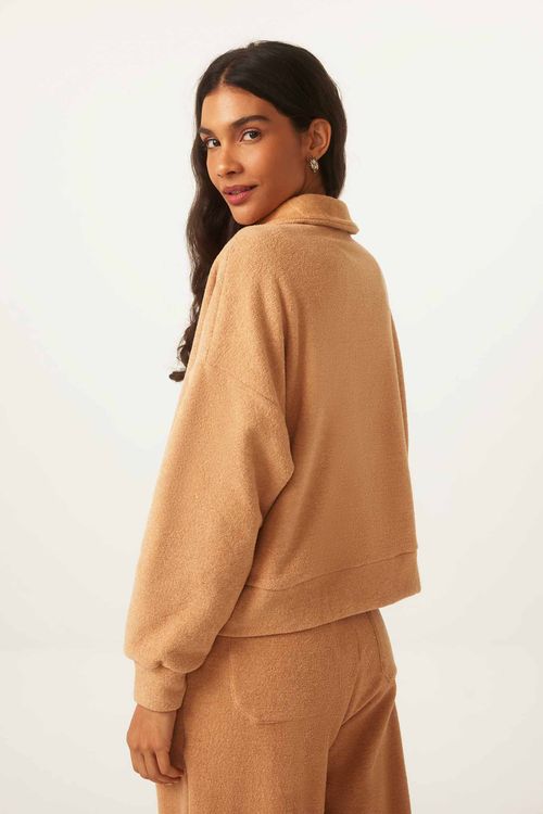 Sweatshirt Zíper Bege Felipa