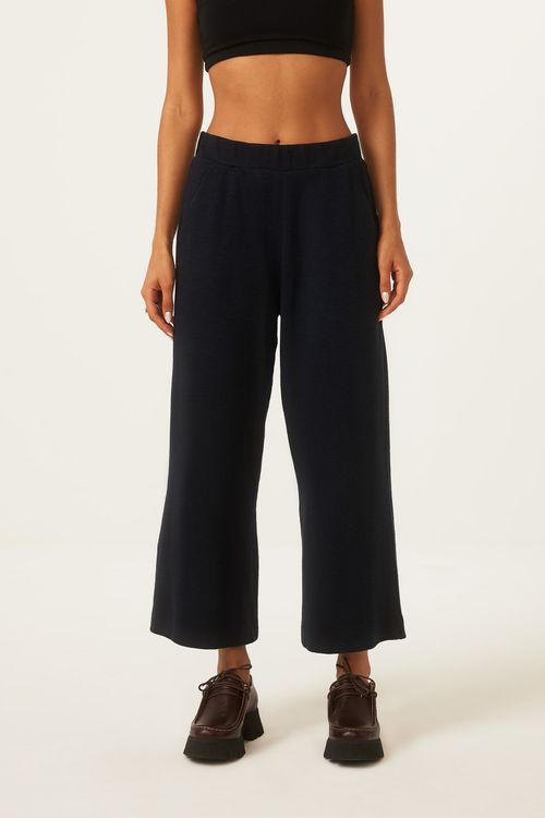 Calça Pantacourt Marinho Agodão Tulipa