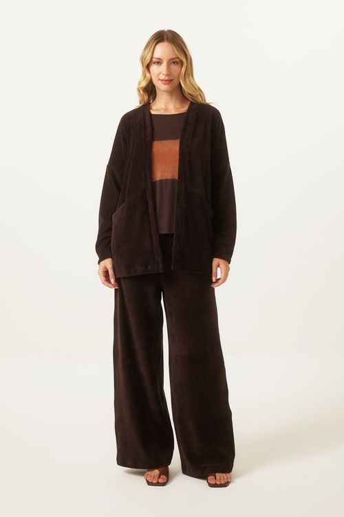 Calça Wide Leg Cotelê Marrom Heidi