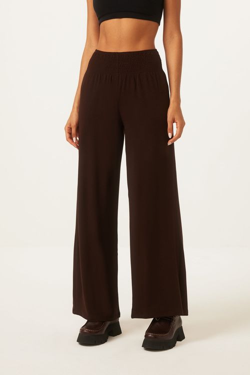 Calça Pantalona Marrom Bambu Deva
