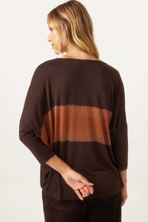 Blusa Tie Dye Marrom Modal Watery Stripe II