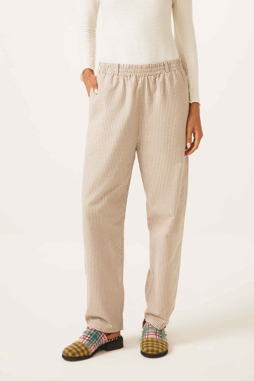 Calça Cenoura Xadrez Fendi Algodão Oxford