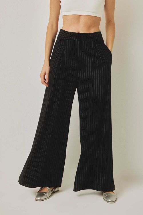 Calça Pantalona Risca Preta Eleonora