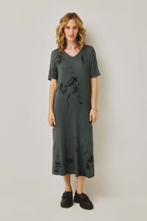 Vestido Canelado Dye Grafite Viviana
