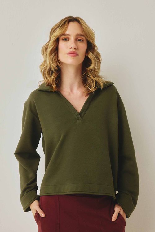 Sweatshirt Gola Verde Algodão Lia
