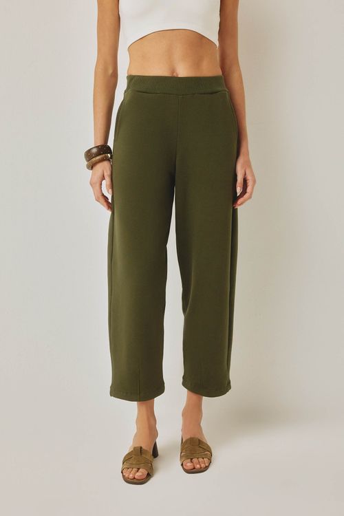 Calça Barrel Verde Algodão Lia
