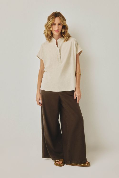 Calça Wide Leg Marrom Escuro Maxine