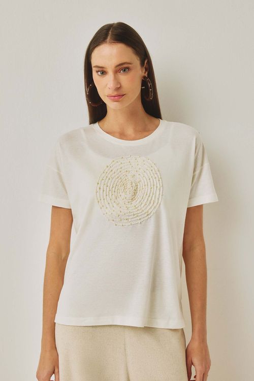 Blusa Handmade Off White Algodão Elba