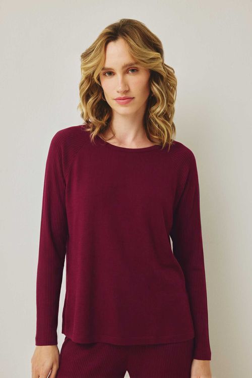 Blusa Manga Longa Vinho Evie