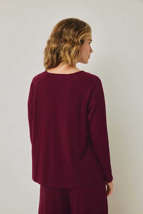 Blusa Manga Longa Vinho Evie