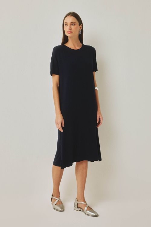 Vestido Midi Marinho Bambu Lilia
