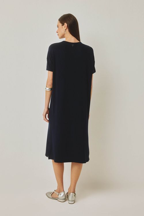 Vestido Midi Marinho Bambu Lilia