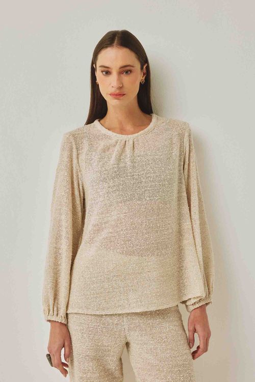 Blusa Tela Mescla Bege Collab Fischer