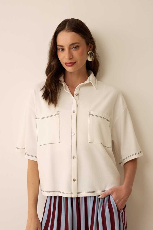 Camisa Off White Algodão Teodora
