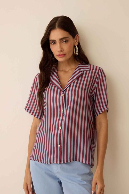 Camisa Listrada Bordô Aya